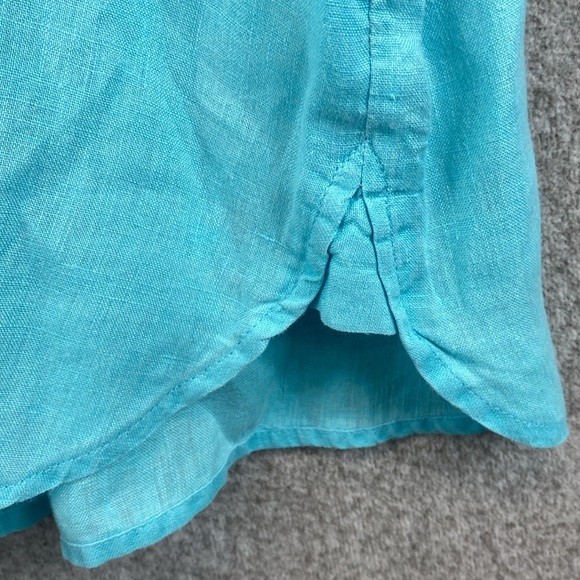 J. Jill love linen button up blouse XL turquoise teal beach travel casual resort - Picture 7 of 10